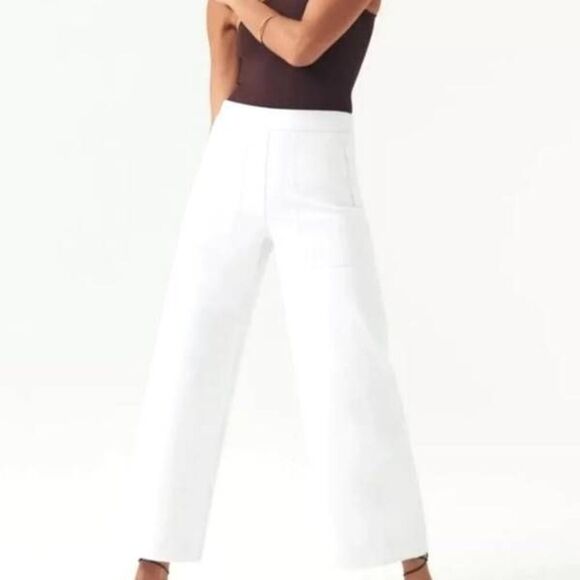 NWT Spanx On The Go Cropped Wide Leg Pants White Stretch Pull On Sz 1X - Picture 1 of 6